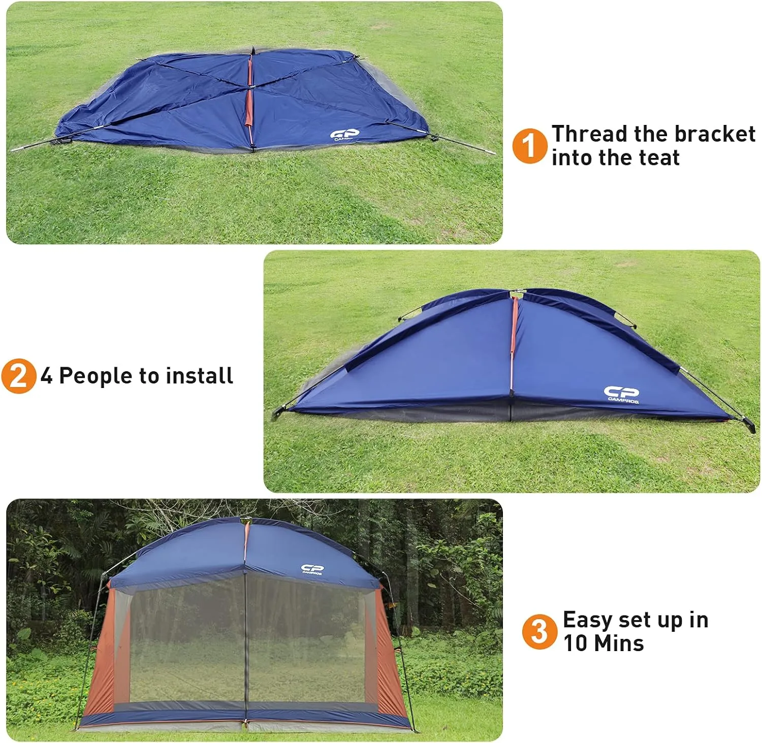 CAMPROS CP Screen House Room with 1 Pc Removal Wind/Sun Panel Canopy Tent Camping Tent Screen Shelter Gazebos for Patios Outdoor Camping Activities, 12'X10'X90in(H) - Blue
