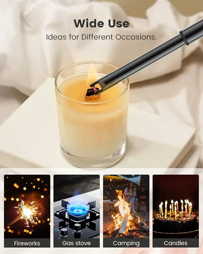 Candle Lighter, Plasma Arc Electric Lighter Rechargeable Long Neck Lighters Flame-less Windproof Lighter, for Candle Firework Camping Grill Gas Stove Kitchen