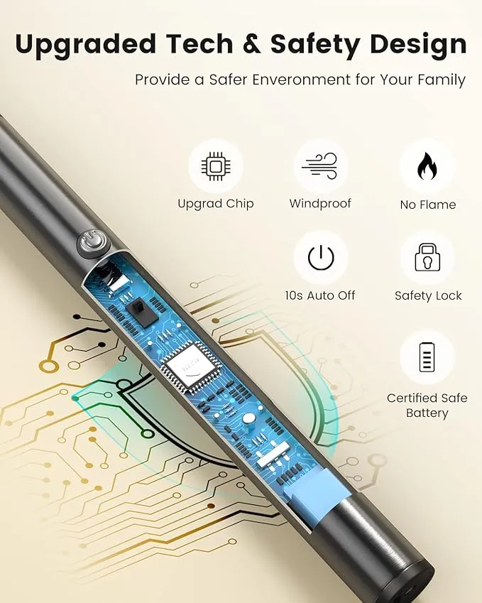 Candle Lighter, Plasma Arc Electric Lighter Rechargeable Long Neck Lighters Flame-less Windproof Lighter, for Candle Firework Camping Grill Gas Stove Kitchen
