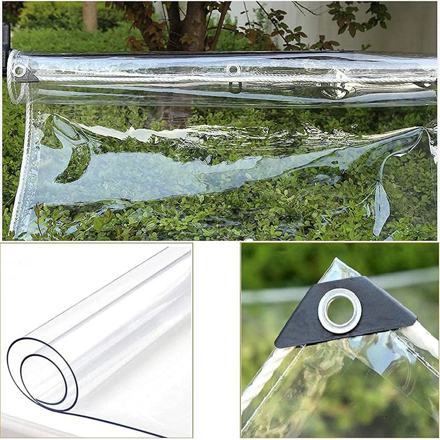 Canopies Tarps Clear PVC Waterproof Cloth Tear Resistance Waterproof 0.35mm Vinyl Transparent Awning Canopy Patio Enclosure,Anti-Aging Insulation Soft Glass Tarpaulin (5' x 7')