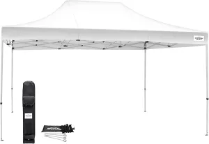 Canopy TitanShade Instant Canopy Polyester Waterproof UV Protected Top for Outdoor Activities with Stake Kit and Roller Bag, White