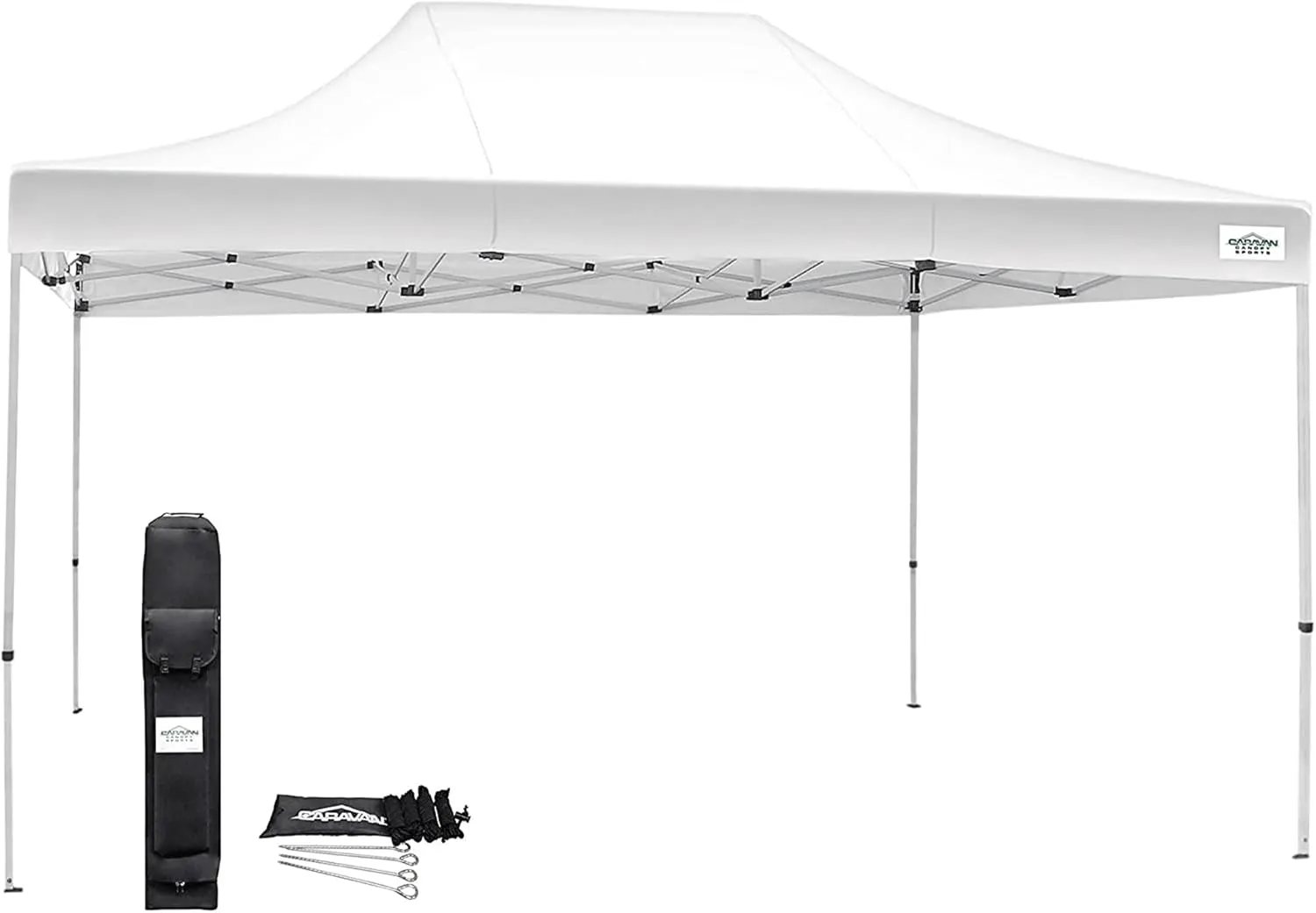 Canopy TitanShade Instant Canopy Polyester Waterproof UV Protected Top for Outdoor Activities with Stake Kit and Roller Bag, White