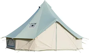 Canvas Bell Tent - 4 Seasons Glamping Yurt with Stove Jack for Family Camping - Waterproof