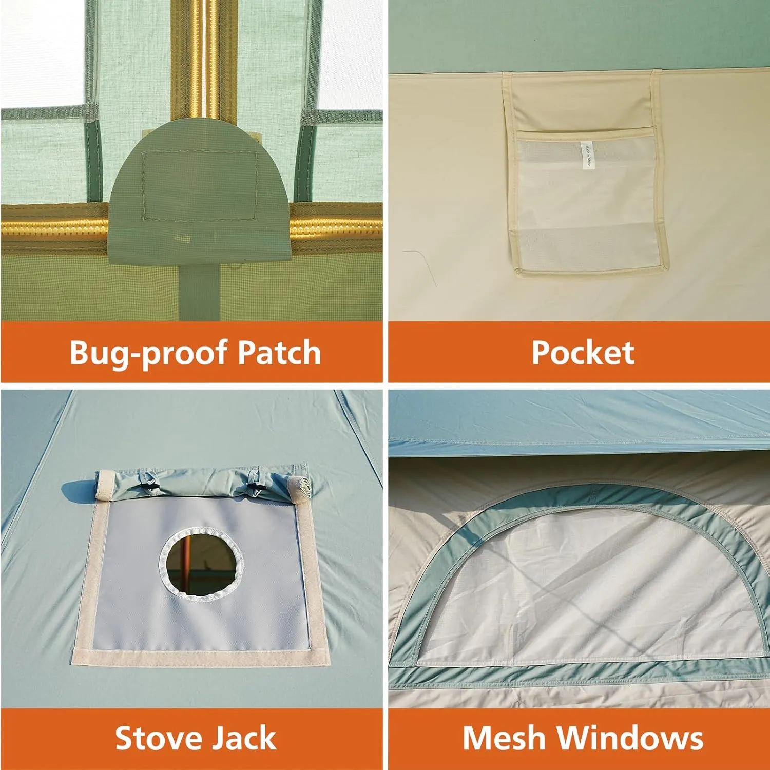 Canvas Bell Tent - 4 Seasons Glamping Yurt with Stove Jack for Family Camping - Waterproof