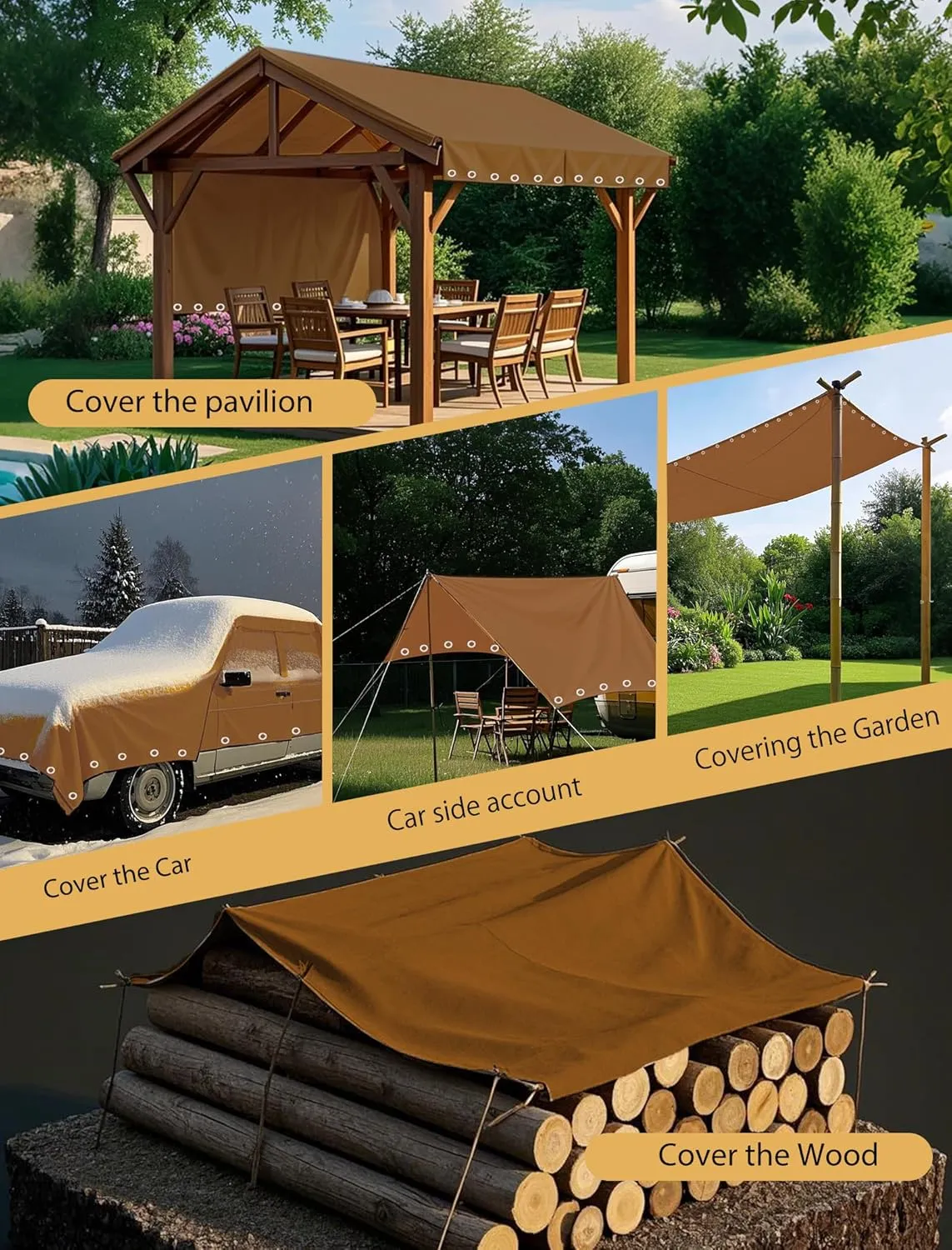 Canvas Tarp 8x12ft 22Mil Water-Resistant Tarps with Aluminum Grommets, 14OZ UV-Resistant Tarpaulin,Heavy-Duty Multi-Use Cloth Covers for Wood/Car/Roof/Boat/Camp/Canopy