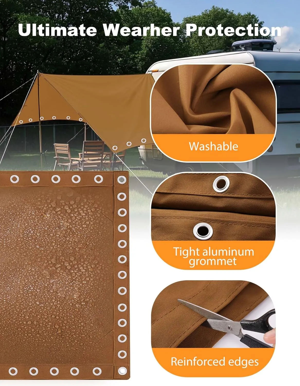 Canvas Tarp 8x12ft 22Mil Water-Resistant Tarps with Aluminum Grommets, 14OZ UV-Resistant Tarpaulin,Heavy-Duty Multi-Use Cloth Covers for Wood/Car/Roof/Boat/Camp/Canopy