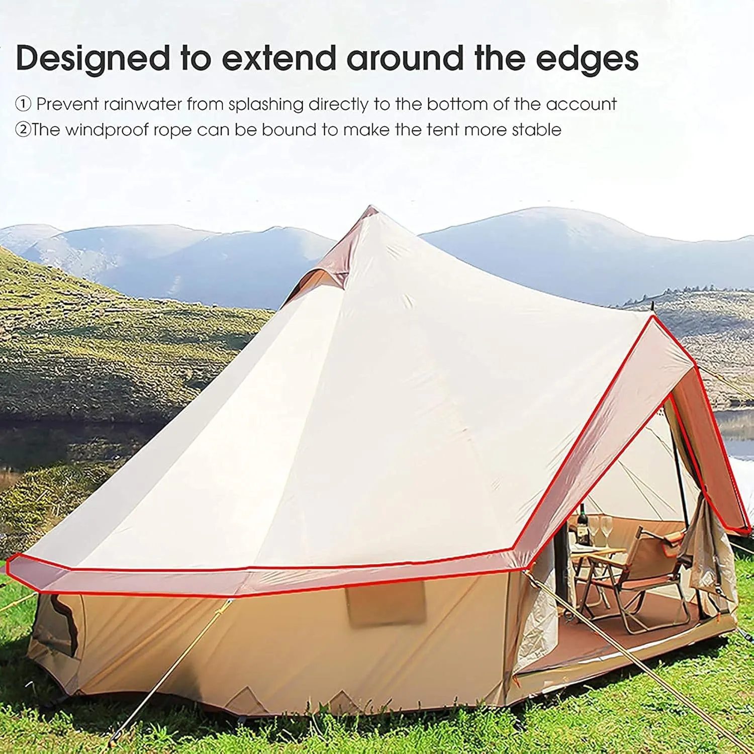Canvas Tent with Stove Hole Cotton Canvas Tents Yurt Tent for Camping 4 Season Waterproof Tent for Family Camping Outdoor Glamping, Luxury Teepee