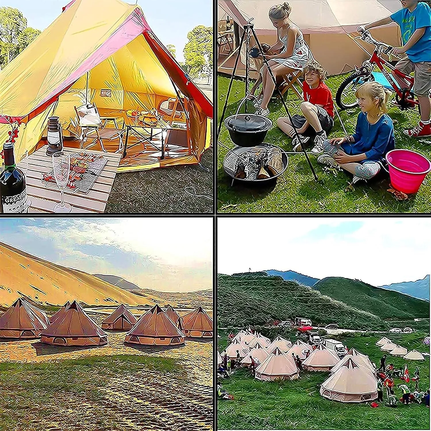 Canvas Tent with Stove Hole Cotton Canvas Tents Yurt Tent for Camping 4 Season Waterproof Tent for Family Camping Outdoor Glamping, Luxury Teepee