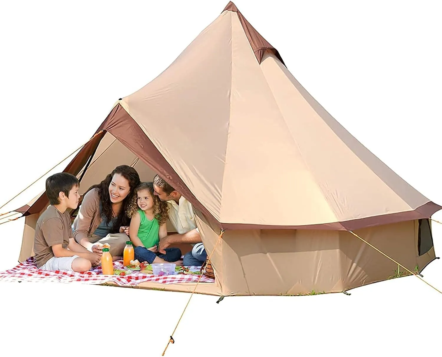 Canvas Tent with Stove Hole Cotton Canvas Tents Yurt Tent for Camping 4 Season Waterproof Tent for Family Camping Outdoor Glamping, Luxury Teepee
