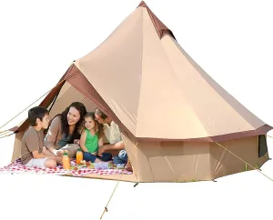 Canvas Tent with Stove Hole Cotton Canvas Tents Yurt Tent for Camping 4 Season Waterproof Tent for Family Camping Outdoor Glamping, Luxury Teepee