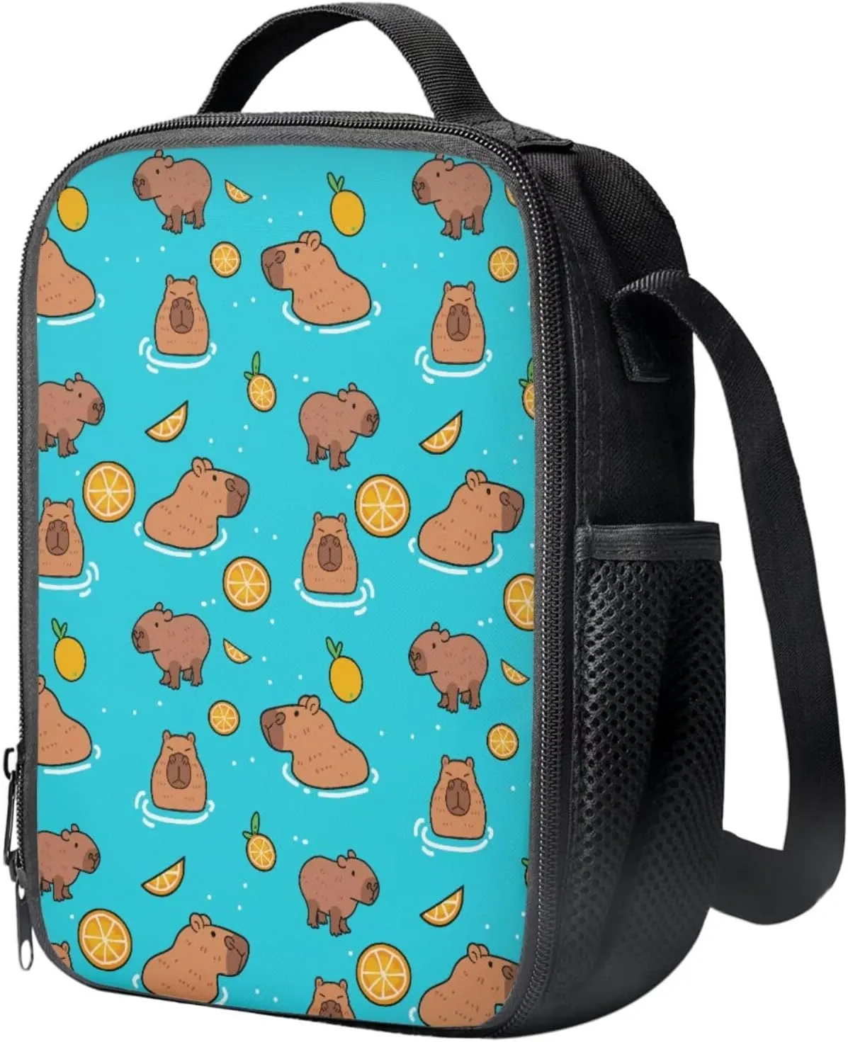 Capybara Backpack for Girls Boys Backpack with Lunch Box and Soft Pencil Case 3 Pcs Set 15" Lightweight Bookbag with Front Pocket for School Large Capacity Kindergarten School Bag for Kids