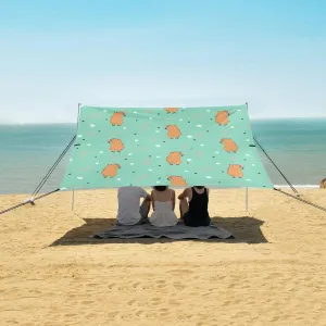 Capybara Wine Glass Beach Canopy Tent Anti-UV & Wind Resistant, Camping Sun Shelter Easy Setup Portable,Outdoor Shade Tents with Sandbags,Sand Shovels,Ground Pegs & Stability Poles