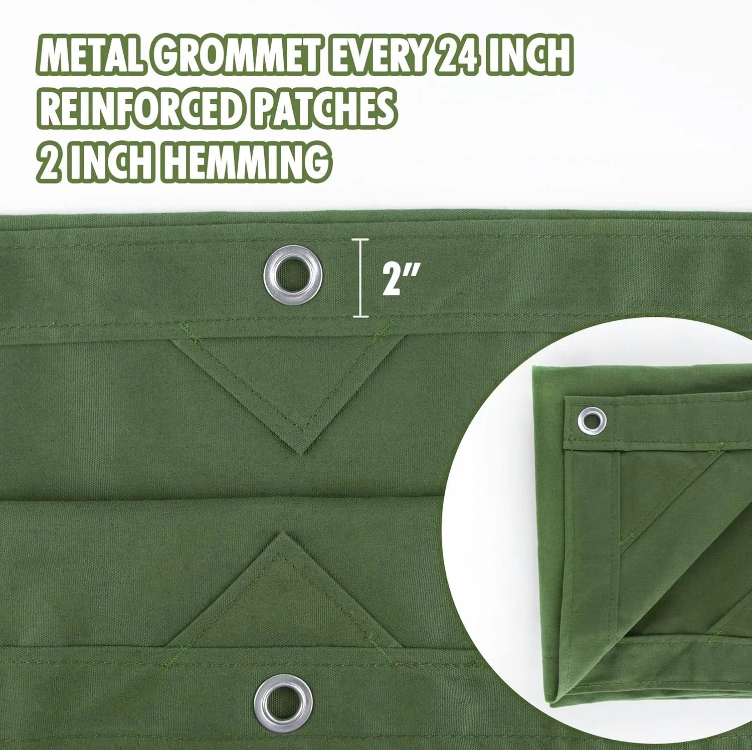 CARTMAN Finished Size 8x10 Feet Canvas Tarp with Rustproof Grommets, Heavy Duty Multipurpose Tarpaulin Cover for Canopy Tent, Roof, Camping, Woodpile