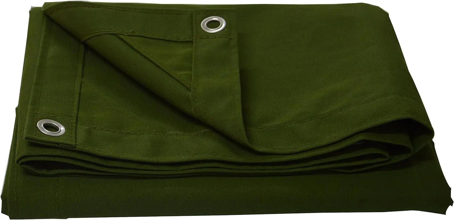 CARTMAN Finished Size 8x10 Feet Canvas Tarp with Rustproof Grommets, Heavy Duty Multipurpose Tarpaulin Cover for Canopy Tent, Roof, Camping, Woodpile