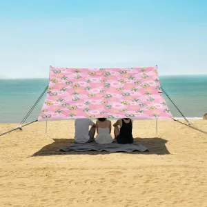 Cartoon Butterfly Beach Canopy Tent Anti-UV & Wind Resistant, Camping Sun Shelter Easy Setup Portable,Outdoor Shade Tents with Sandbags,Sand Shovels,Ground Pegs & Stability Poles
