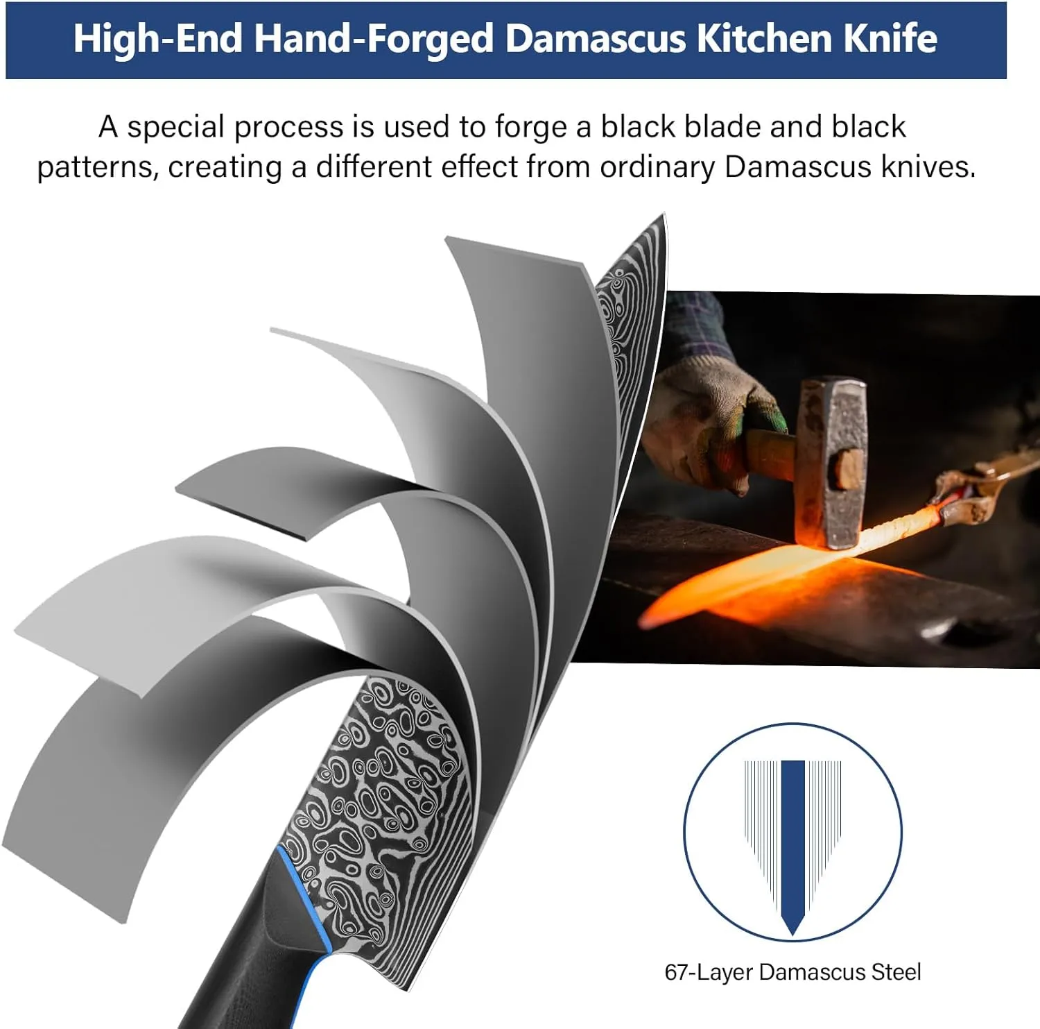 Chef Knife 8 inch, 67-Layer Japanese Damascus Steel Kitchen Knife, Sharp Knife with G10 Handle, Professional Cooking Knives for Home and Kitchen