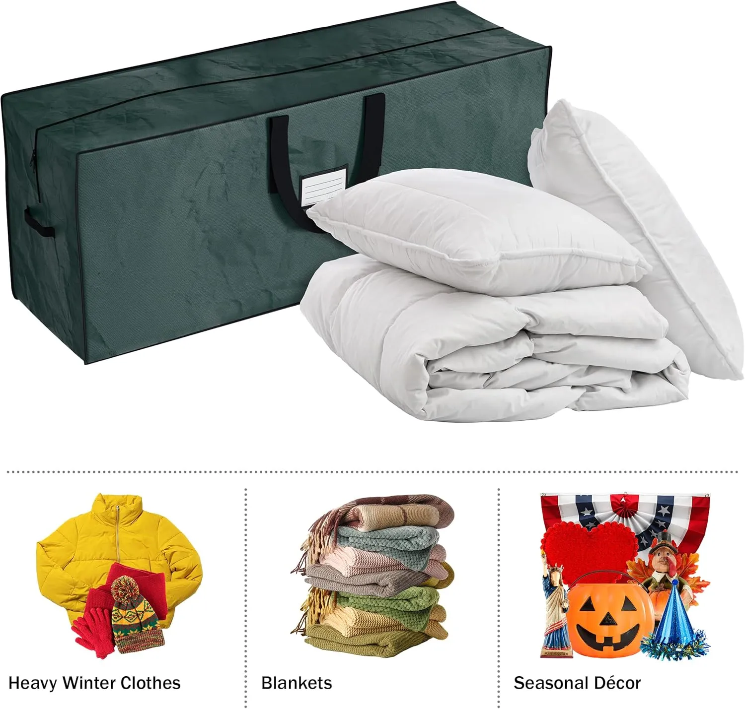 Christmas Tree Storage Bag-Fits up to 7.5 Foot Artificial Trees-Protects Holiday Decorations & Inflatables from Moisture & Damage by Elf Stor (Green)