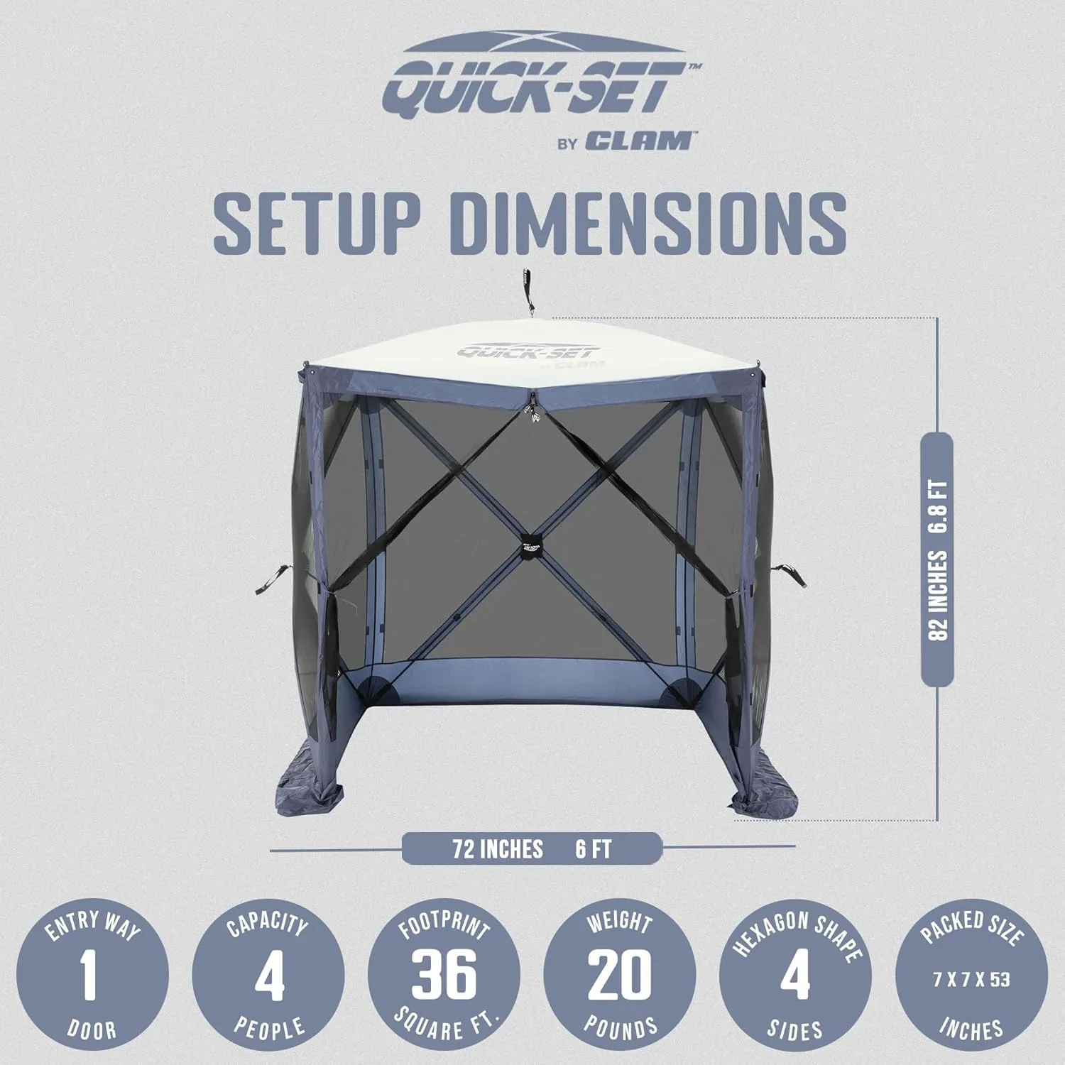 CLAM Quick Set Traveler 6 x 6 Ft Portable Outdoor Shelter, Blue   Clam Quick Set Screen Hub Tent Wind & Sun Panels, Accessory Only, Blue (3 Pack)