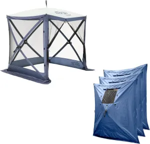 CLAM Quick Set Traveler 6 x 6 Ft Portable Outdoor Shelter, Blue   Clam Quick Set Screen Hub Tent Wind & Sun Panels, Accessory Only, Blue (3 Pack)