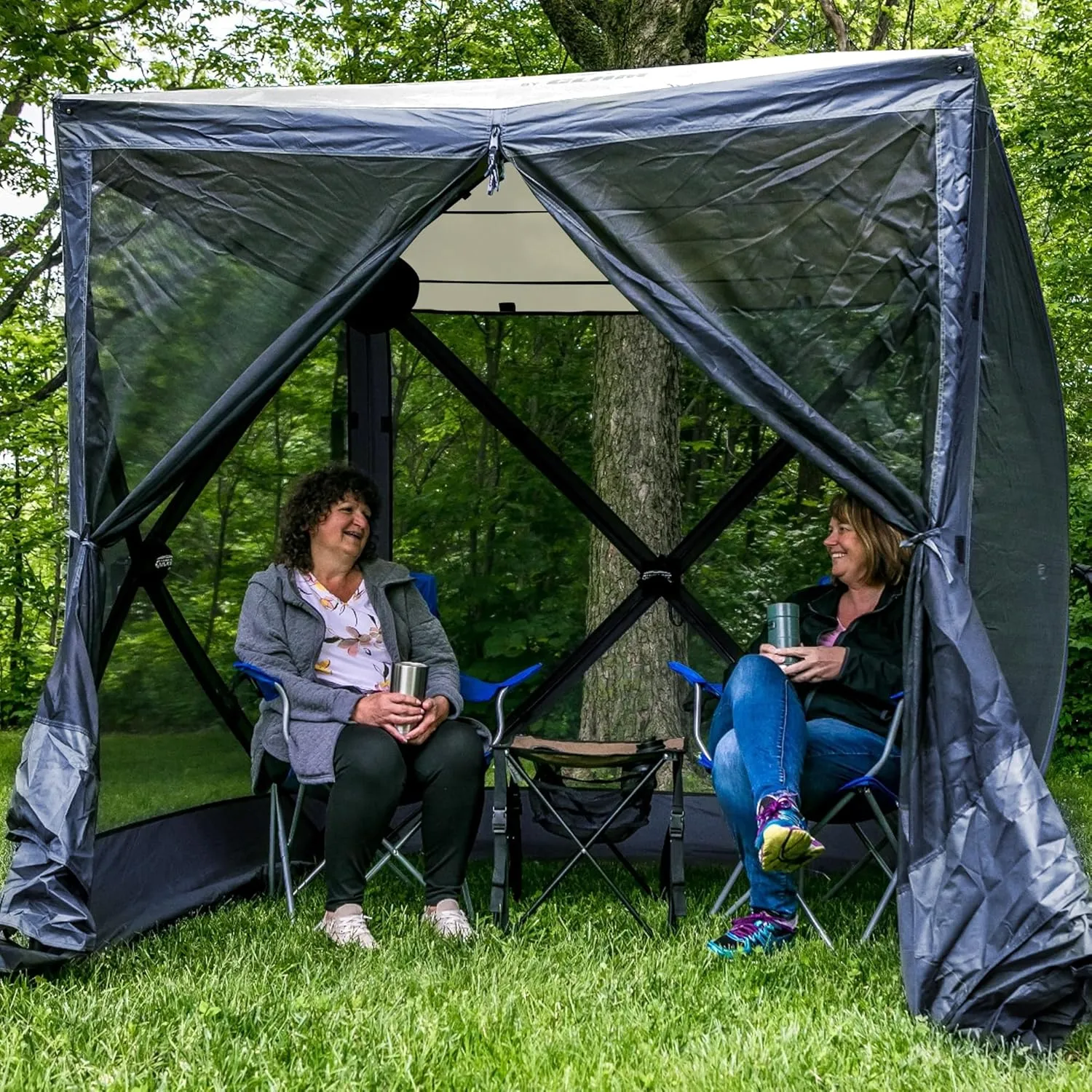 CLAM Quick Set Traveler 6 x 6 Ft Portable Outdoor Shelter, Blue   Clam Quick Set Screen Hub Tent Wind & Sun Panels, Accessory Only, Blue (3 Pack)