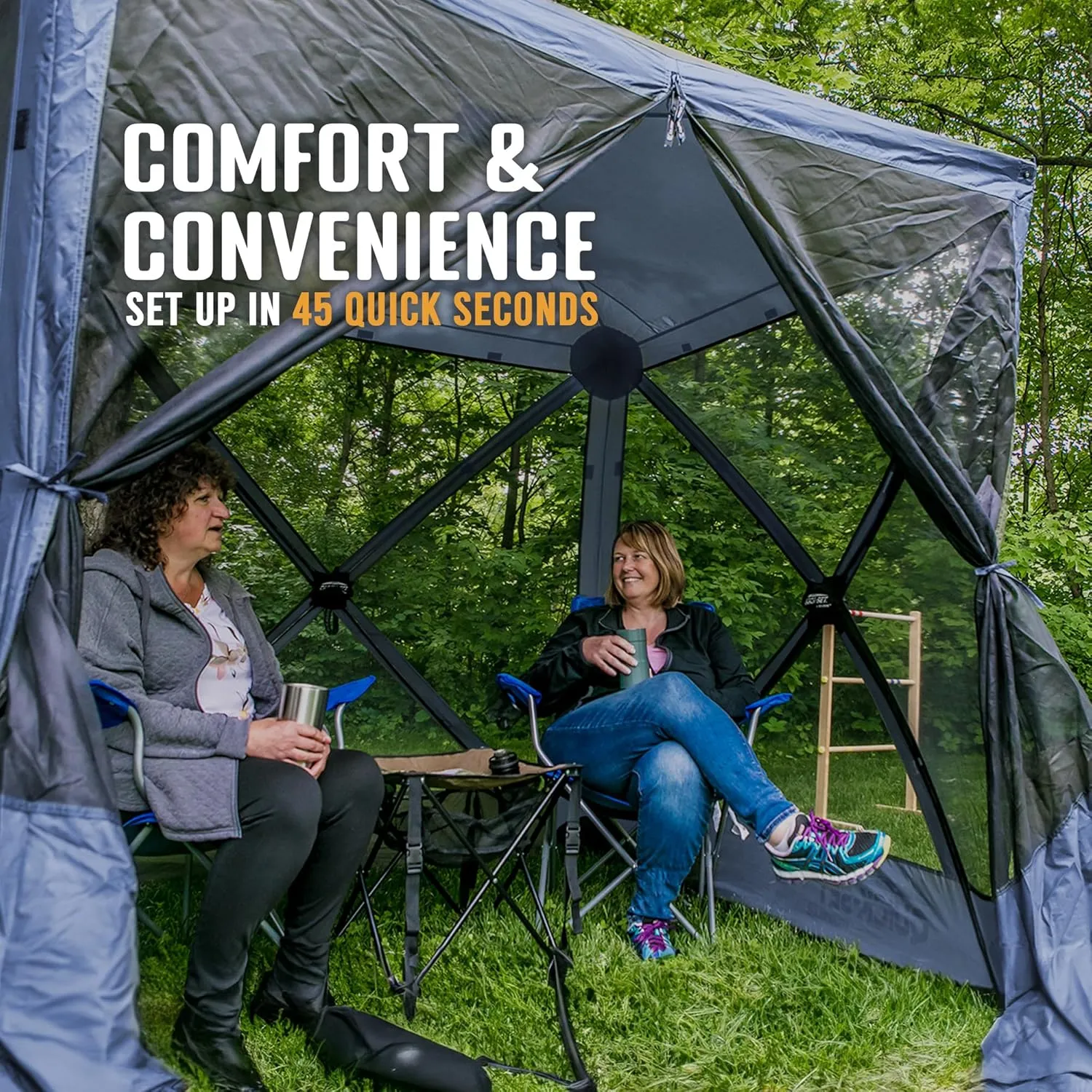 CLAM Quick Set Traveler 6 x 6 Ft Portable Outdoor Shelter, Blue   Clam Quick Set Screen Hub Tent Wind & Sun Panels, Accessory Only, Blue (3 Pack)
