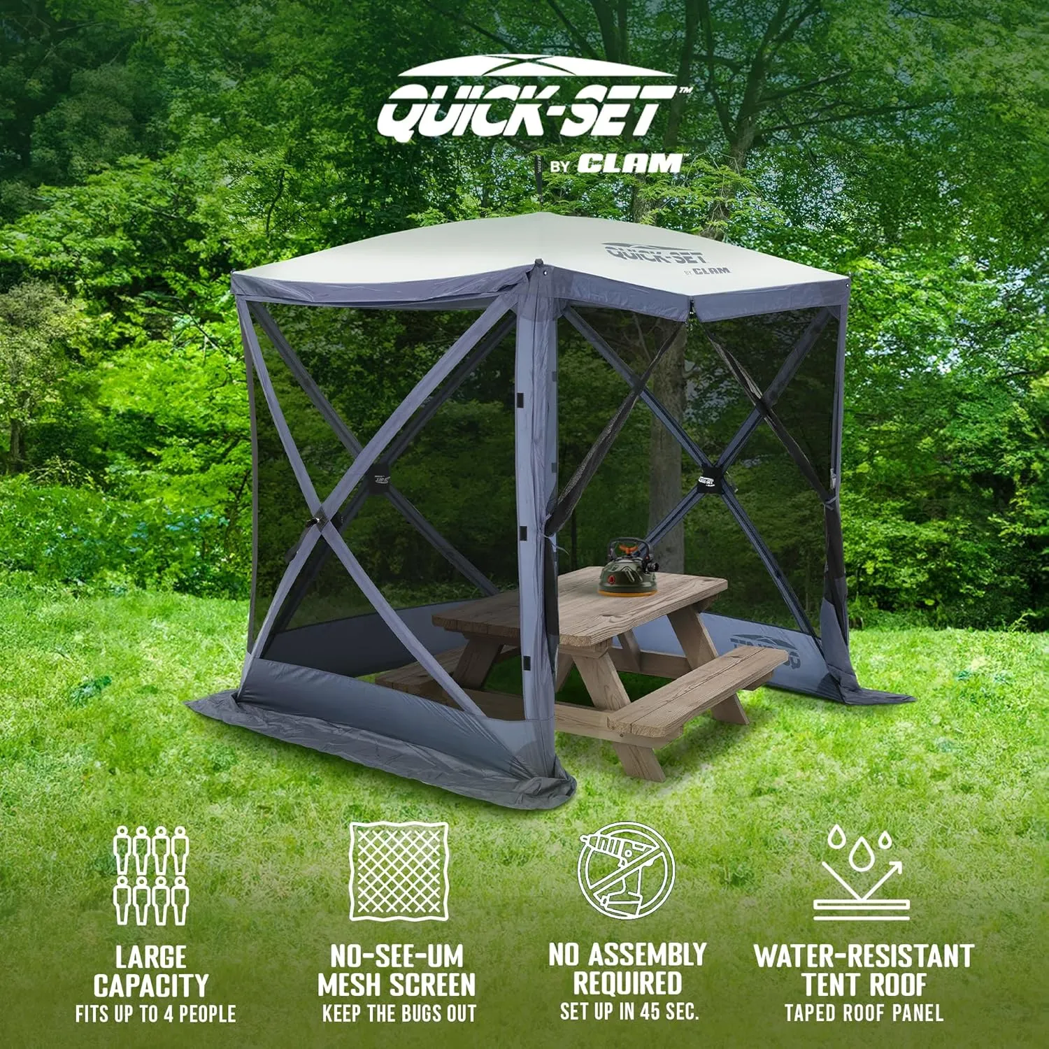 CLAM Quick Set Traveler 6 x 6 Ft Portable Outdoor Shelter, Blue   Clam Quick Set Screen Hub Tent Wind & Sun Panels, Accessory Only, Blue (3 Pack)