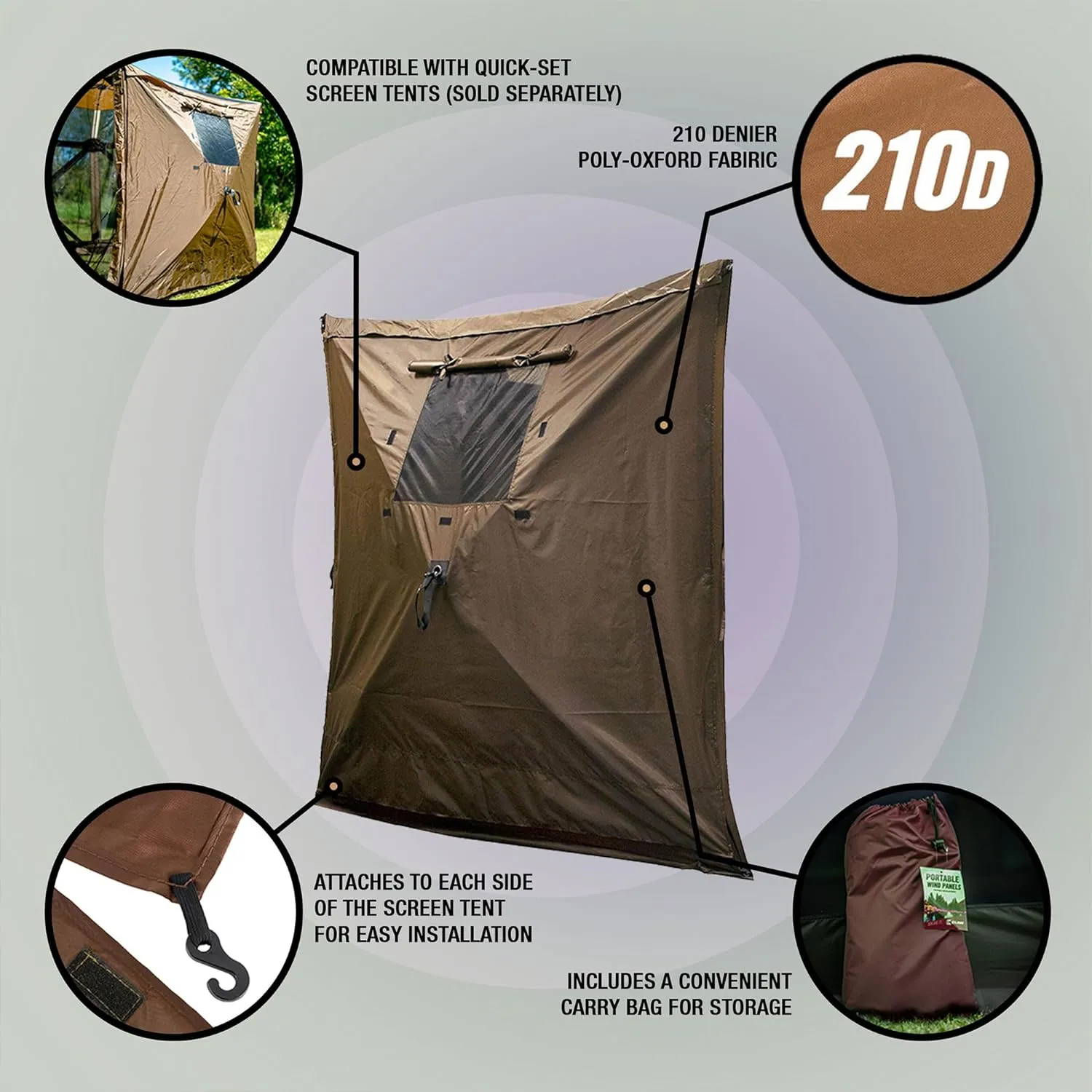 Clam Quick-Set Wind and Sun Panel Attachment for Escape Sport Screen Shelter Canopy Tent with Carrying Bag, Accessory Only