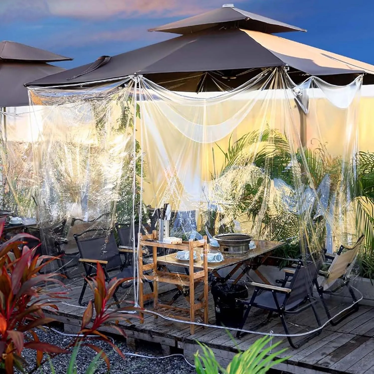Clear PVC Tarp Heavy Duty Transparent Tarpaulin 4.6x4.9ft, Transparent Tarp Waterproof with Eyelets, Tarpaulin Transparent Thick, for Plants Gardens