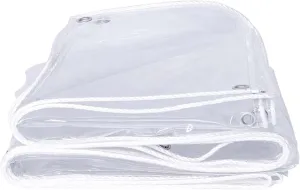 Clear PVC Tarp Heavy Duty Transparent Tarpaulin 4.6x4.9ft, Transparent Tarp Waterproof with Eyelets, Tarpaulin Transparent Thick, for Plants Gardens