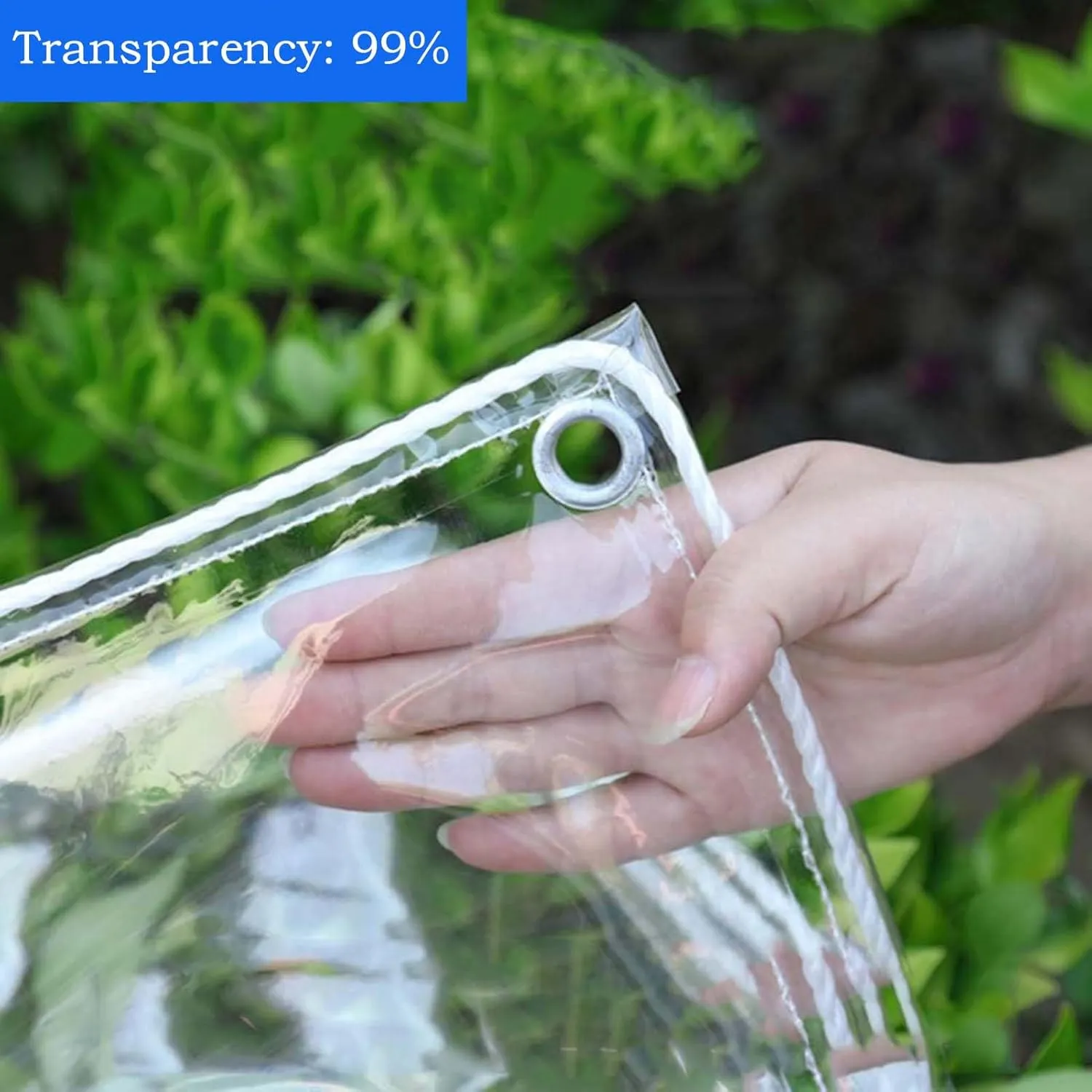 Clear PVC Tarp Heavy Duty Transparent Tarpaulin 4.6x4.9ft, Transparent Tarp Waterproof with Eyelets, Tarpaulin Transparent Thick, for Plants Gardens
