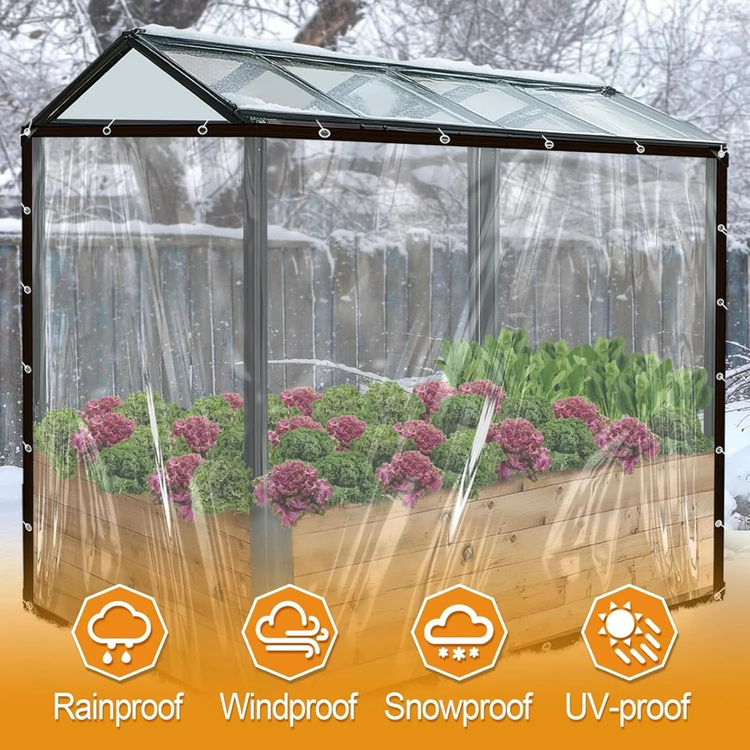 Clear Tarp Waterproof(Increase Grommets Windproof Rope) Poly Tarpaulin Outdoor Garden Rainproof Covering,Clear Vinyl Tarp with for Patio,for Covering Henhouse Porch Canopy Plant (10X10FT(3X3M))