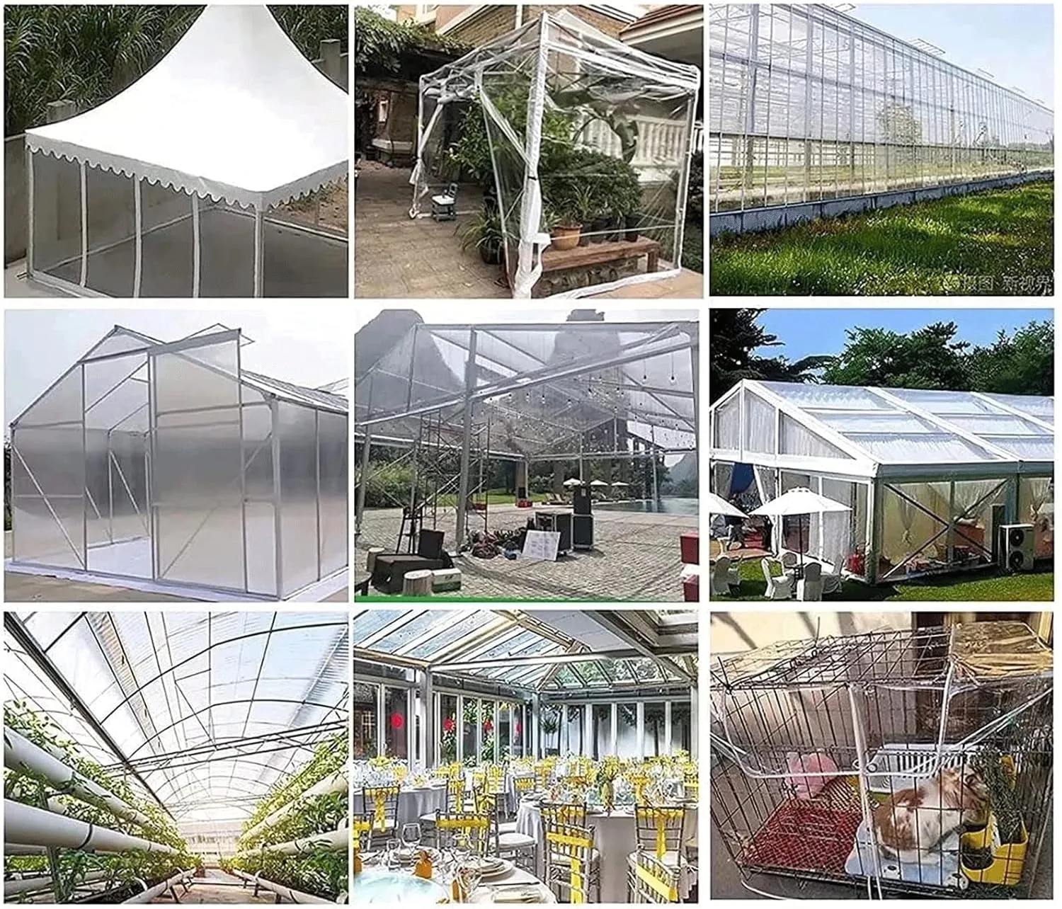Clear Tarpaulin Waterproof Ground Tent Trailer Cover Heavy Duty Tarps Wind Protectors UV Resistant Tear with Grommets Proof Tarpaulin(3 * 4m)
