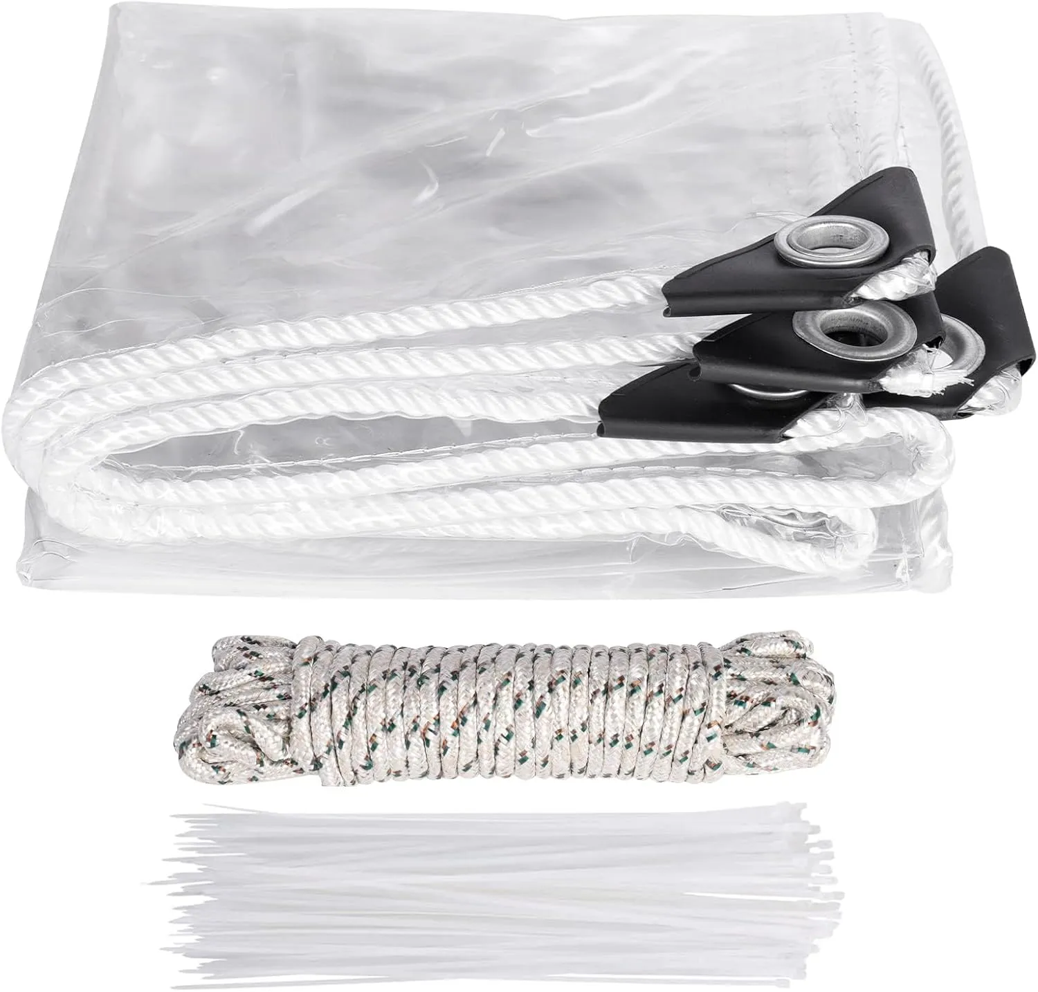 Clear Tarps Heavy Duty Waterproof, Transparent PVC Vinyl Tarpaulin with Grommets, Ropes, Reinforced Edge, Tear-Resistant, Anti-UV for Greenhouse, Patio, Garden, Porch, Pavilion, Outdoor