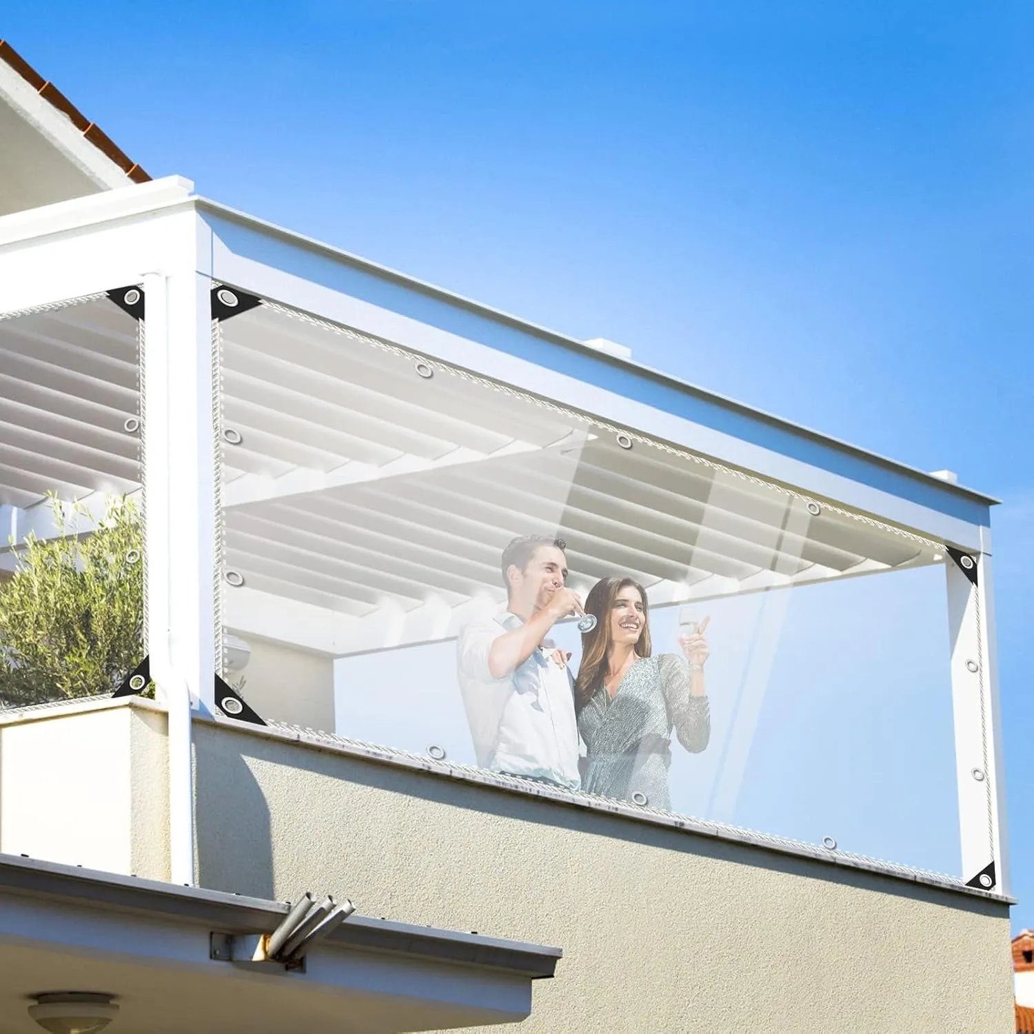 Clear Tarps Heavy Duty Waterproof, Transparent PVC Vinyl Tarpaulin with Grommets, Ropes, Reinforced Edge, Tear-Resistant, Anti-UV for Greenhouse, Patio, Garden, Porch, Pavilion, Outdoor