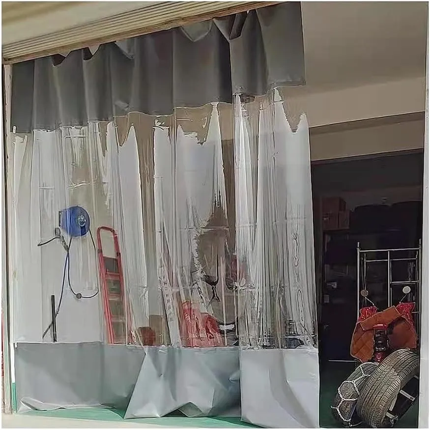 Clear Waterproof Outdoor Curtains, Industrial Vinyl Garage Divider Curtains, Tarp Doors Panels Rainproof for Wooden Gazebo Work Areas(1.8X2.5M/5.9x8.2FT)
