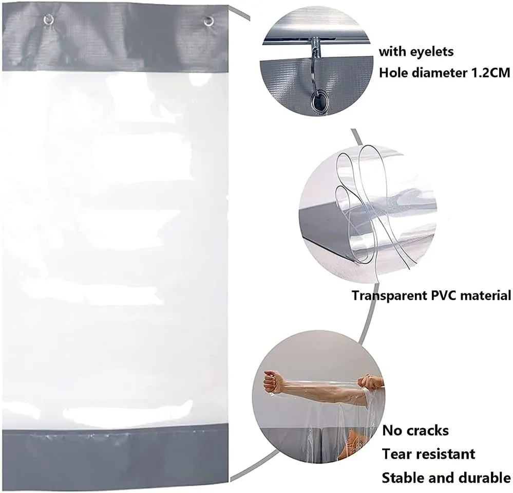 Clear Waterproof Outdoor Curtains, Industrial Vinyl Garage Divider Curtains, Tarp Doors Panels Rainproof for Wooden Gazebo Work Areas(1.8X2.5M/5.9x8.2FT)