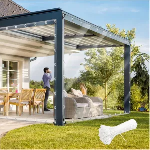 Clear Waterproof Tarp, PVC 11.8 Mil Tarpaulin with Grommets and Cable Tie, Duty Heavy Tear Resistant Cover for Camping, Plants Greenhouse, Cars, Patio and Pavilion (8' x 8')