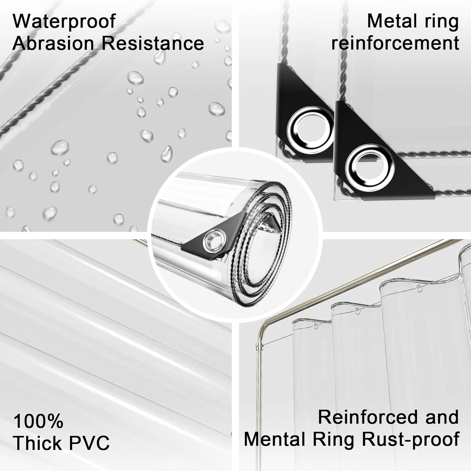 Clear Waterproof Tarp, PVC 11.8 Mil Tarpaulin with Grommets and Cable Tie, Duty Heavy Tear Resistant Cover for Camping, Plants Greenhouse, Cars, Patio and Pavilion (8' x 8')