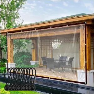 Clear Waterproof Tarpaulin Garden Windproof PVC Tarp 0.12mm Tarpaulin with Grommets and Elastic Cord (6.56x6.56'/2x2m)