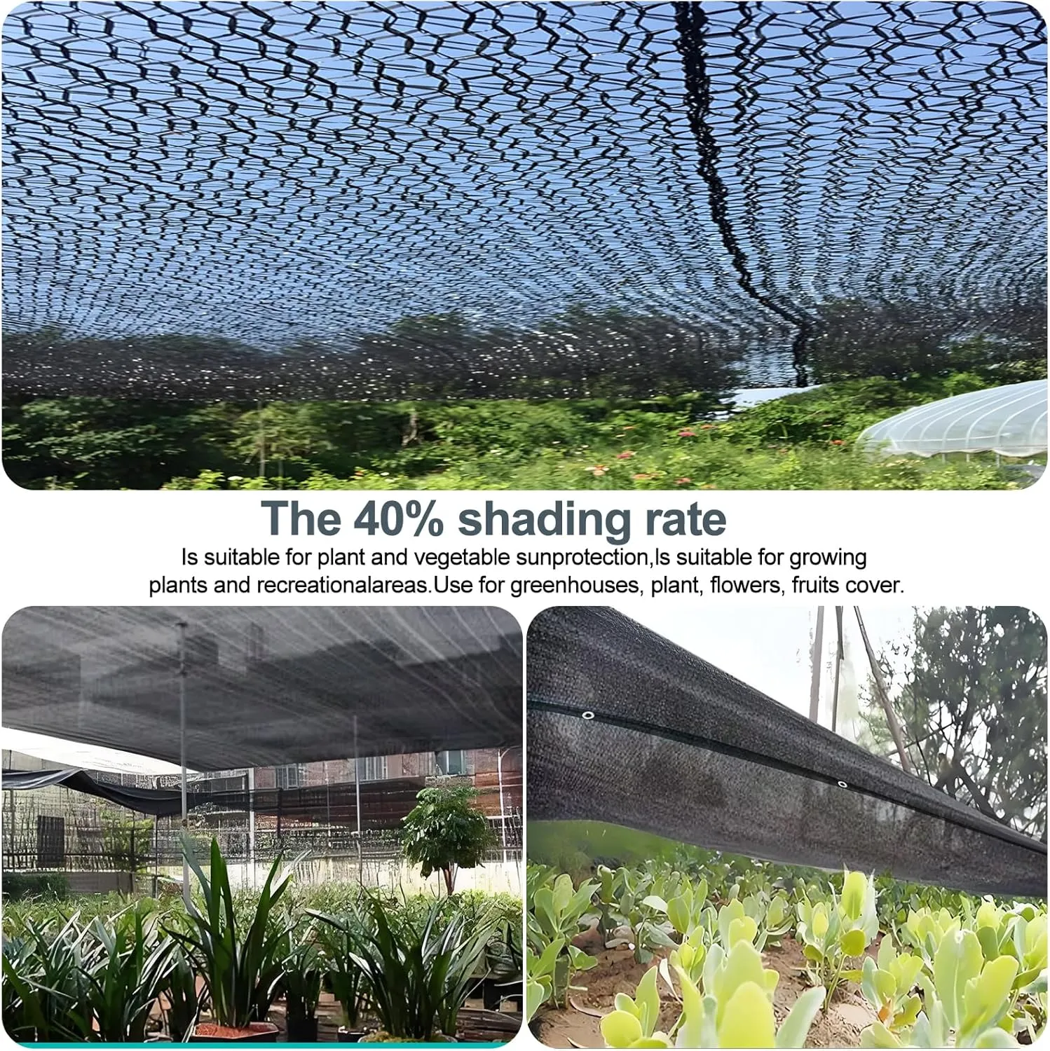Cliselda 30% Black Shade Cloth for Garden, 10 x 50ft UV Resistant Mesh Tarp with Grommets, Durable Sun Shade Netting Sunblock Fabric Plants Cover for Greenhouse, Vegetables and Patio