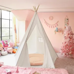 CO-Z Larger 85" H Kids Teepee Play Tent, 2.1m Large Indoor Canvas Teepee Tent for Adults, Tall Foldable Teepee Outdoor, 5 Sides Party Picnic Wedding Teepee Tent with Storage Bag