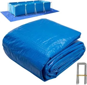 codree 20 x 12 Ft Rectangular Pool Ground Cloths, Waterproof PE Swimming Pool Liner Pad, Heavy Duty Above Ground Pool Mat Protector Tarp with Stakes for Pools Bottom Prevents Punctures