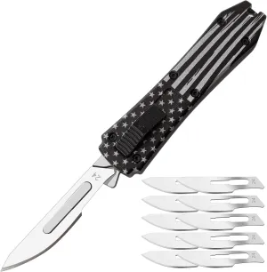 coldown EDC Pocket Knife, Folding Utility Knives with Clip, Retractable Box Cutter, Small Scalpel Knife with 10pcs Razor Sharp Surgical Carbon Steel Replacement Blades #24, EDC Knives for Men Women