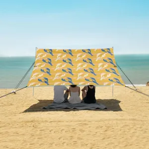 Colorful Lobsters Yellow Beach Camping Tent Sun Shelter for Whole Family, Beach Shade Canopy with UPF50  UV Protection,Easy Set Up and Carry,Outdoor Shade for Trips, Fishing, Backyard Fun Picni