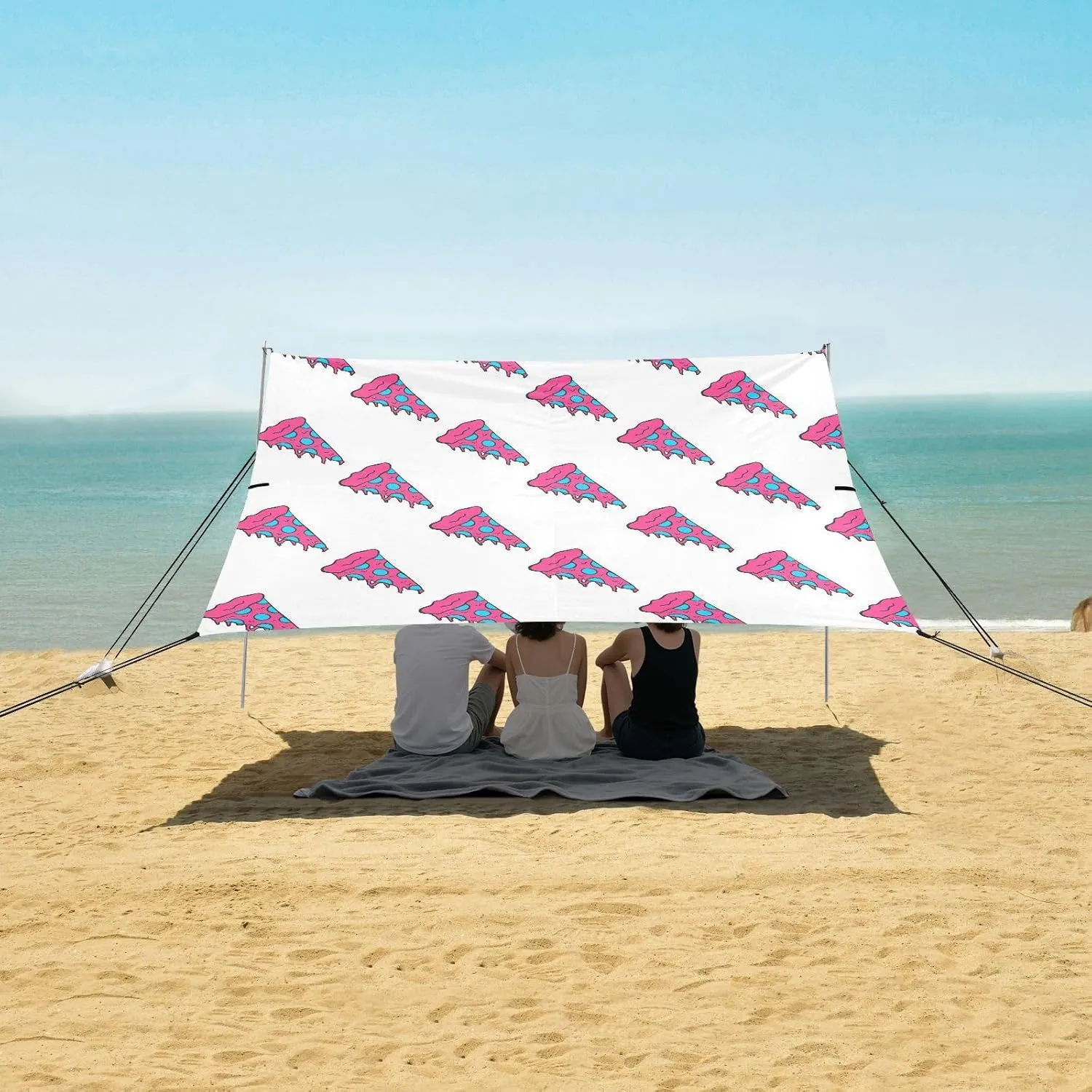 Colorful Pizza Slices Beach Camping Tent Sun Shelter for Whole Family, Beach Shade Canopy with UPF50  UV Protection,Easy Set Up and Carry,Outdoor Shade for Trips, Fishing, Backyard Fun Picnics