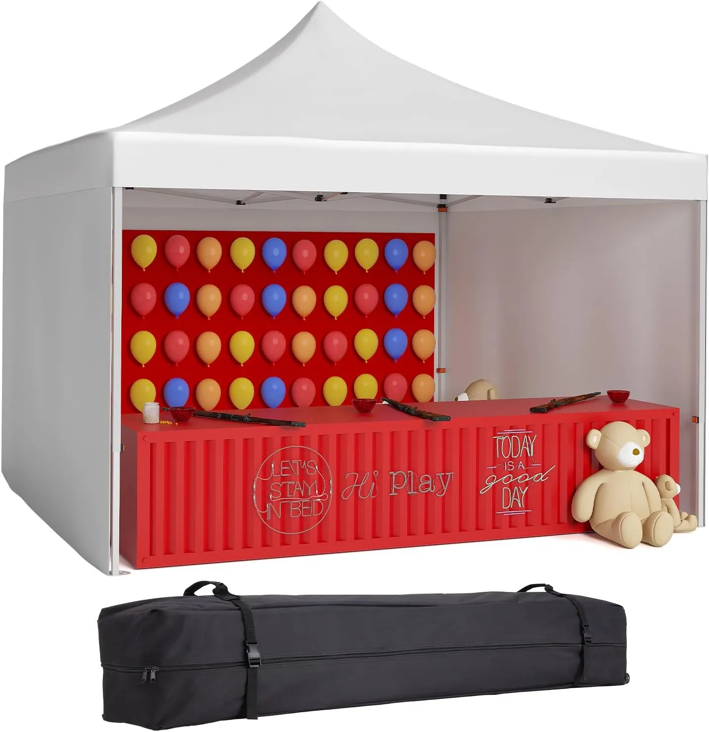 Commercial Canopy Tent 10*10ft,Instant Gazebo Tent, Outdoor Portable Shelter With 3 Sidewalls, Windows, Wheeled Bag,Stakes and Ropes,Pop Up Canopy Tent for Outdoor/Parties and Events-White