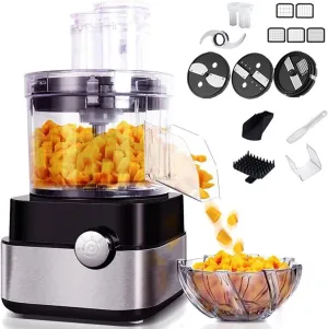 Commercial Food Processor 20-Cup Electric Vegetable Dicer Chopper 600W 5 in 1 Professional Veggie Shredder Grater Multifunctional Meat Grinder Blender with 5 Stainless Steel Blades