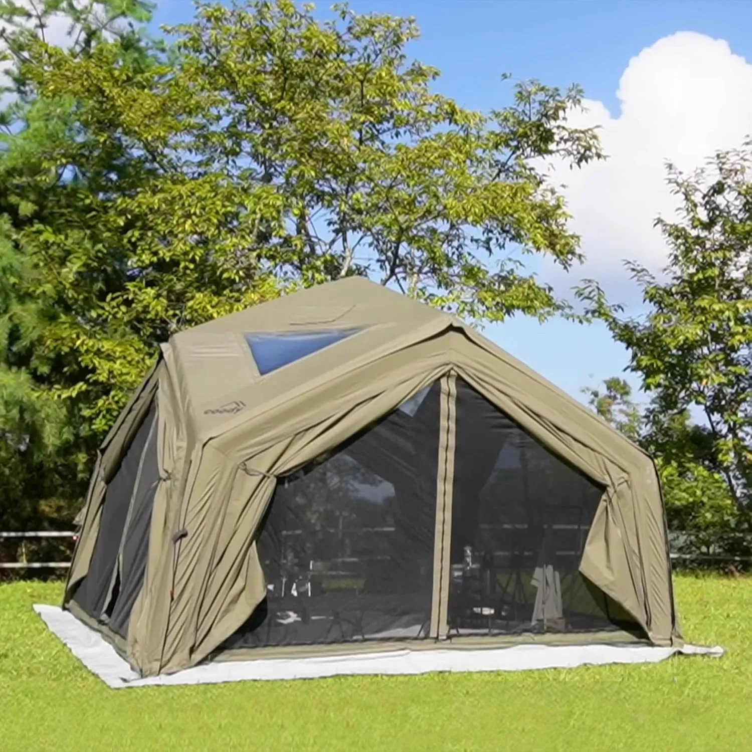 Coody | Rbm Outdoors Koala/Hub/Octopus Inflatable Tents for Camping with Stove Jack, 2/8/10 Person Luxury Canvas Blow Up Tent, 2 Room, Easy Setup Casa de Campaña, Large Inflatable House with Pump