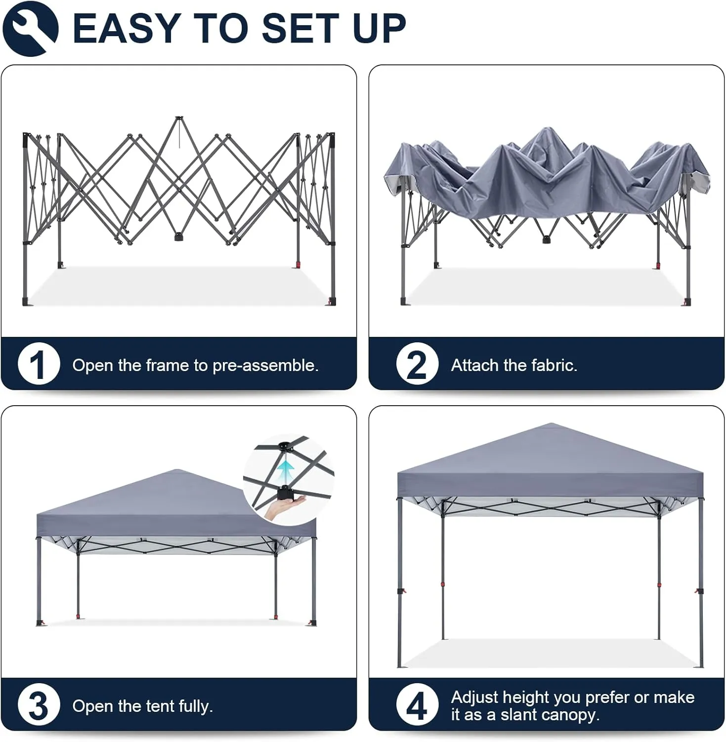 COOSHADE Easy Pop Up Tent 8x8Ft(Grey)
