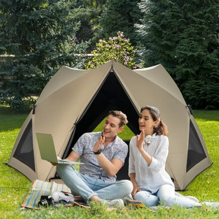 Costway Outdoor Pop-Up Beach Tent for Family with Waterproof Skylight - Suitable for Beach, Camping, and Travel